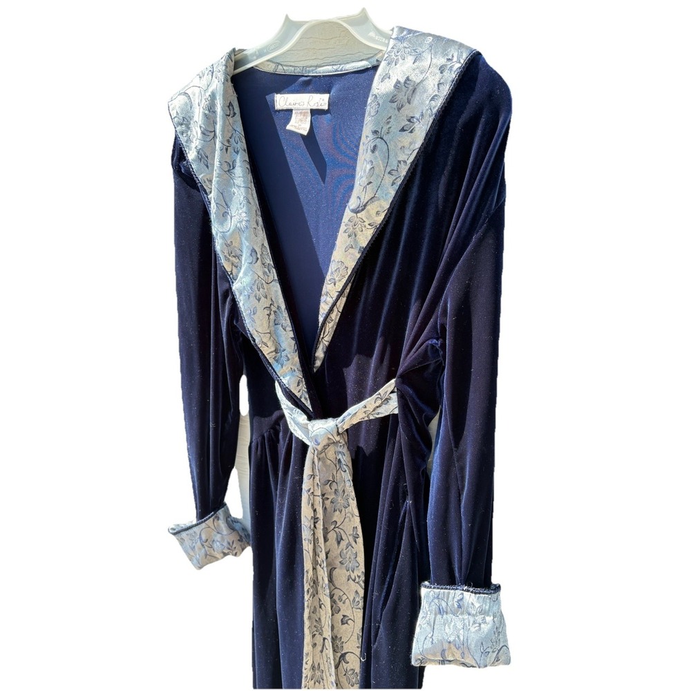 Claire's Rose Blue Velvet Robe Size M Fancy Glam Regal Cosplay Hollywood Korea - Picture 2 of 9